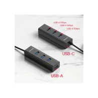 Hub USB Unitek 4-in-1 USB-A 5Gbps Hub Y-3089V01 - USB-C do USB-C i 4x USB-A 5Gbps, Czarny