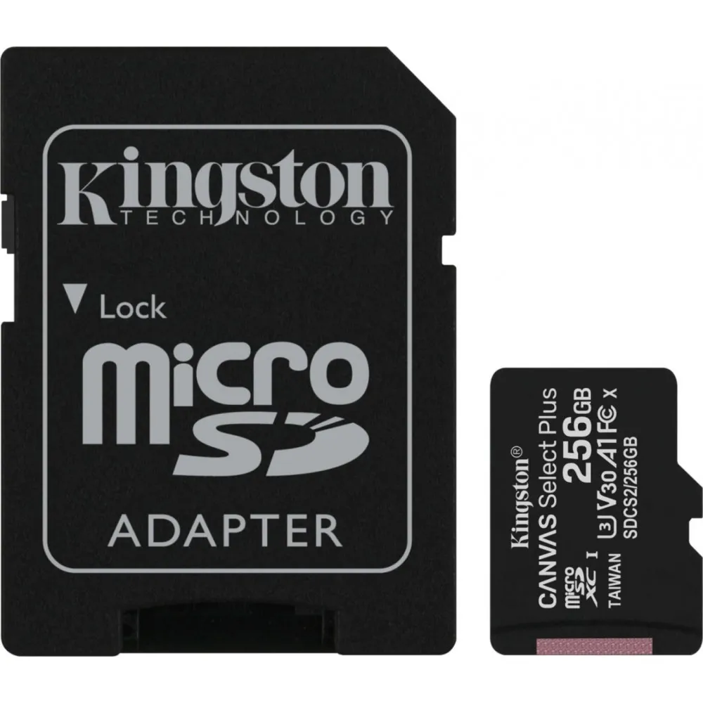Karta pamięci Kingston microSD 256GB Canvas Select Plus 100/85MB/s + SD Adapter SDCS2/256GB - Czarna | Sklep ITnes.pl - IT for B