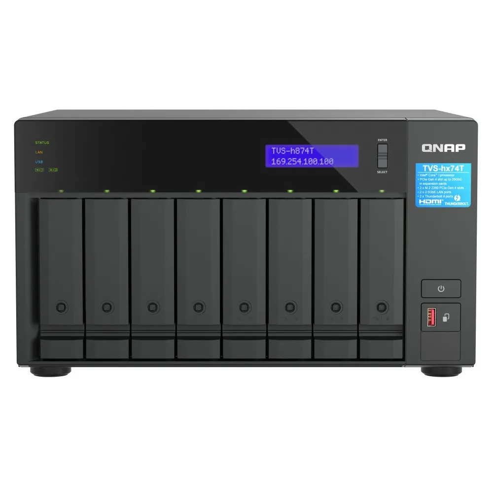 Serwer NAS QNAP Tower TVS-H874T-I7-SJF, Tower, Intel Core i7-12700E, 32GB RAM, 60TB, 4TB cache, 8 wnęk, 3 lata Carry-in | Sklep ITnes.pl, IT for BUSINESS