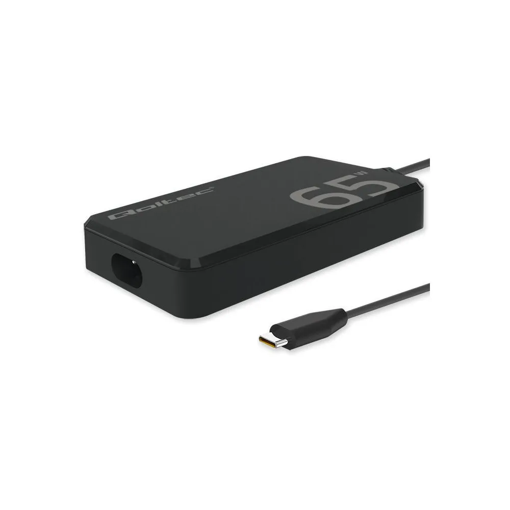 Ładowarka sieciowa Qoltec 65W GaN Super Fast Slim 52421 - PD/ 5-20V/ 3.25A/ USB-C 3.1/ Czarna