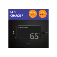 Ładowarka sieciowa Qoltec 65W GaN Super Fast Slim 52421 - PD/ 5-20V/ 3.25A/ USB-C 3.1/ Czarna