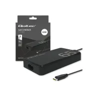 Ładowarka sieciowa Qoltec 65W GaN Super Fast Slim 52421 - PD/ 5-20V/ 3.25A/ USB-C 3.1/ Czarna