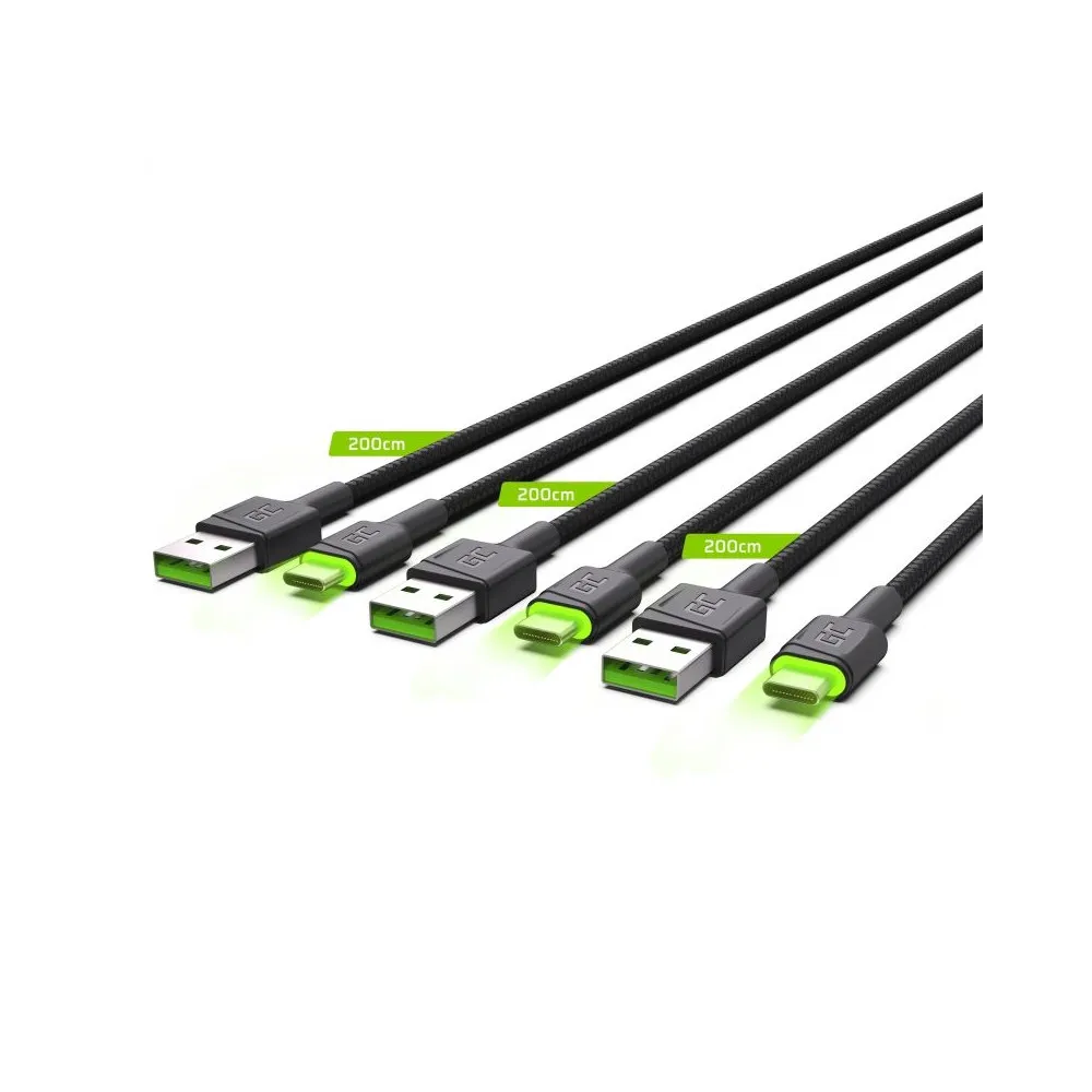 Kabel 3x USB Green Cell Ray USB-C, USB-A KABGCSET03 - zdjęcie poglądowe 2