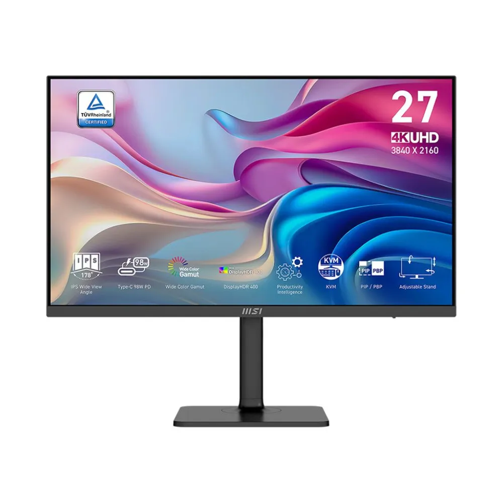Zdjęcie produktu Monitor MSI MODERN MD272UPHG - 27"/3840x2160 (4K)/60Hz/IPS/HDR/4 ms/pivot/USB-C/Czarny