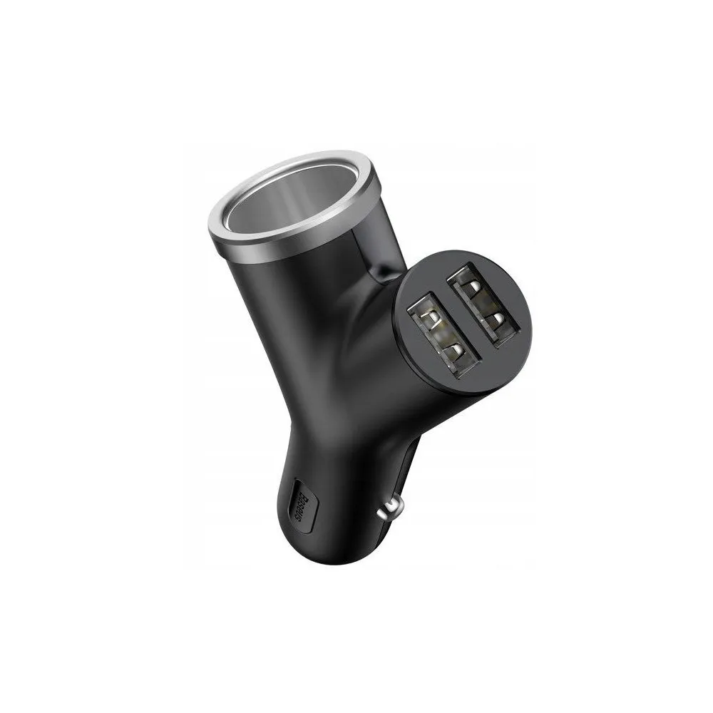 Ładowarka samochodowa Baseus Y Type BSC-C16N CCALL-YX01 - 3.4A, 2x USB-A, Gniazdo zapalniczki, Czarna