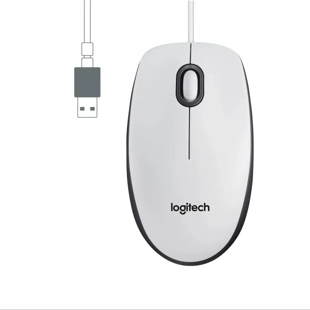 Mysz przewodowa Logitech M100 910-006764 - Optyczna, Biała