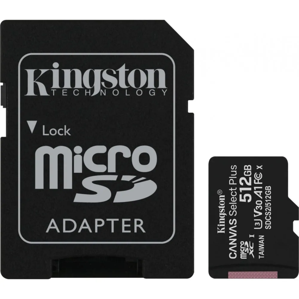 Karta pamięci Kingston microSD 512GB Canvas Select Plus 100/85MB/s + SD Adapter SDCS2/512GB - Czarna | Sklep ITnes.pl - IT for B