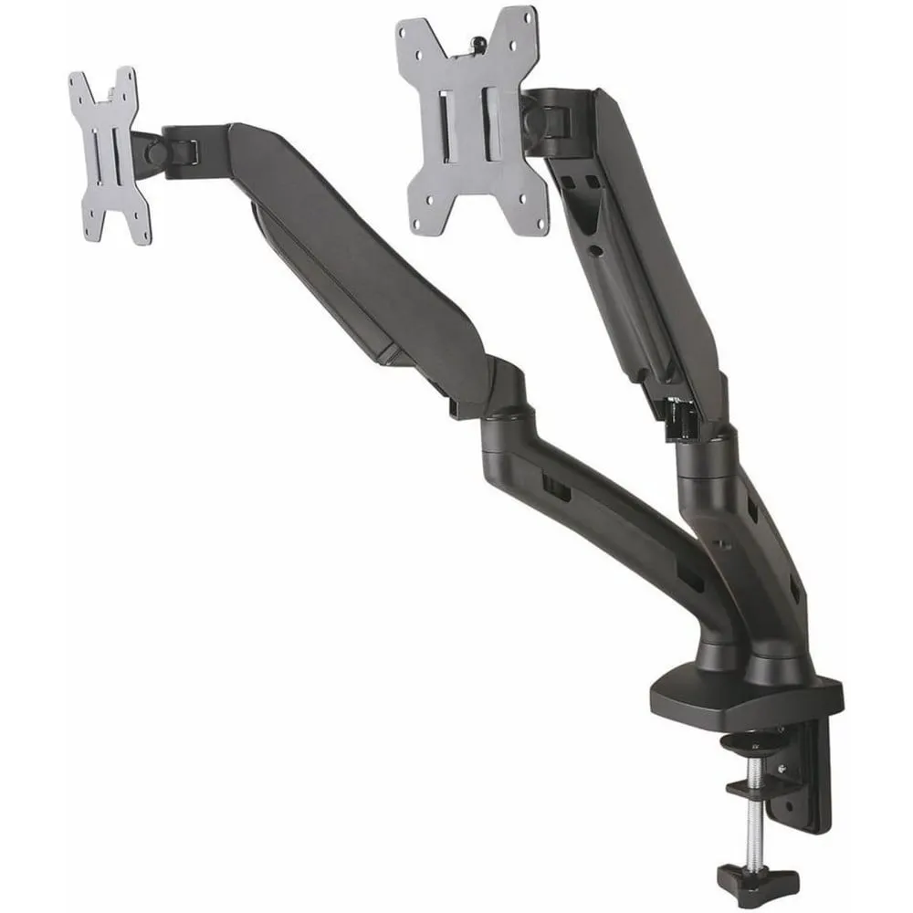 Uchwyt biurkowy na sprężynie gazowej do 2 monitorów ART RAMART L-13GD - do monitorów 13-27 cali, VESA 75, VESA 100, Czarny
