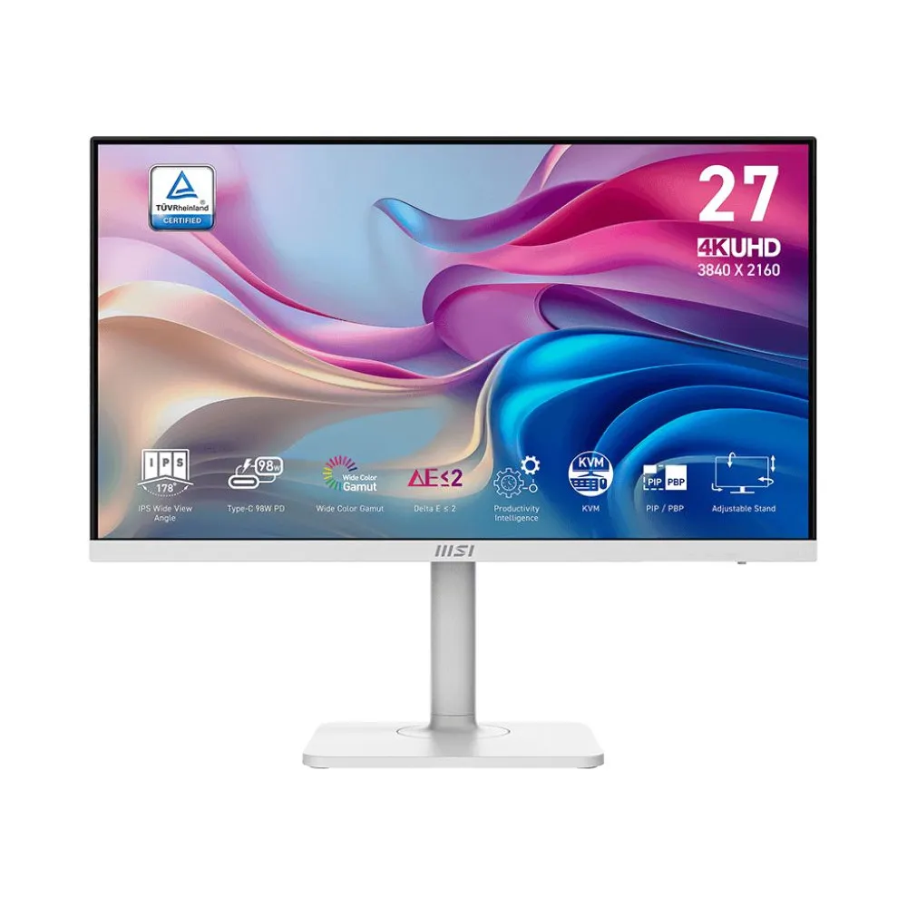 Monitor MSI MODERN MD272UPHW - 27"/3840x2160 (4K)/60Hz/IPS/HDR/4 ms/pivot/USB-C/Biały