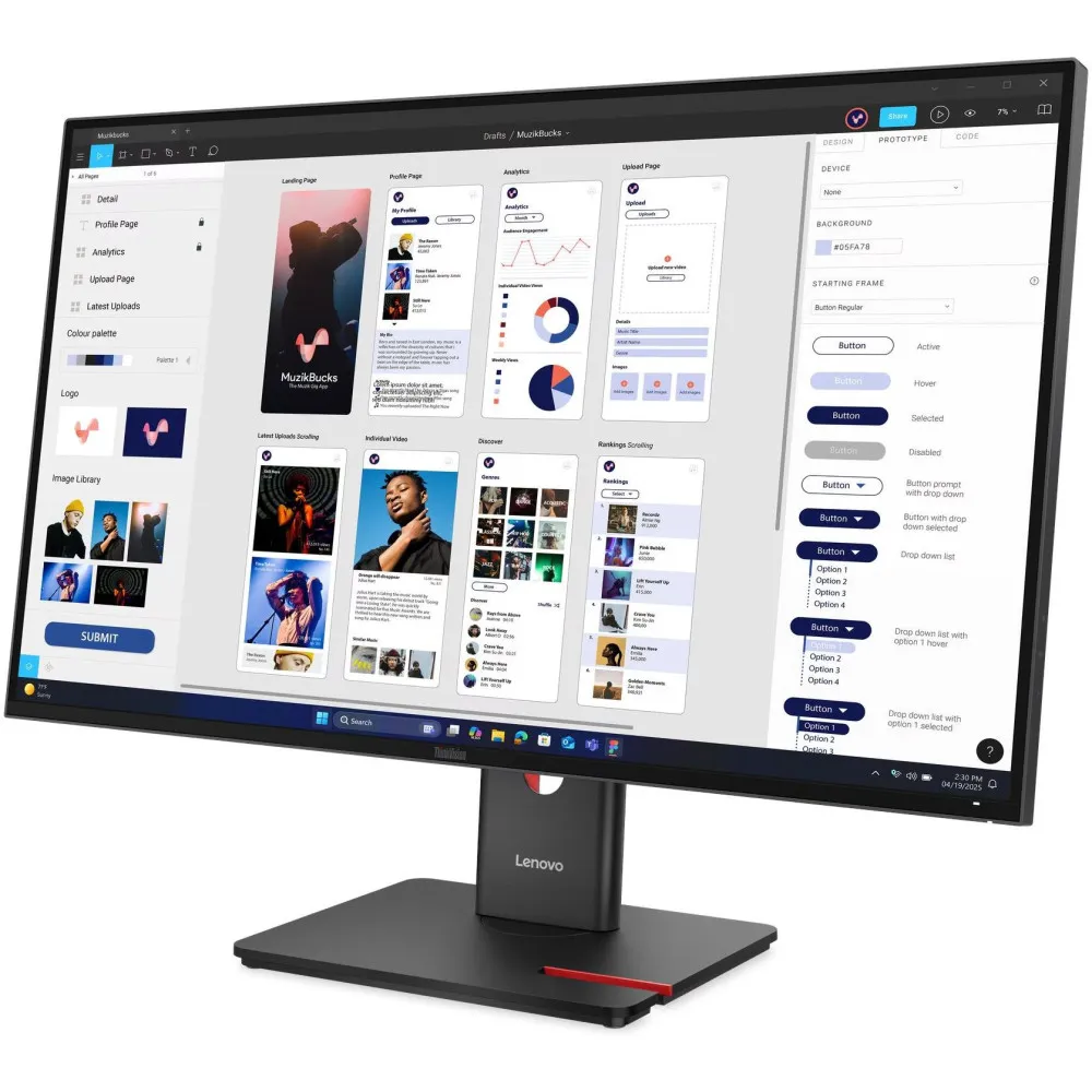Monitor Lenovo ThinkVision T32UD-40 64B0GAT1EU - 31,5"/3840x2160 (4K)/48Hz-60Hz/IPS/HDR/4 ms/pivot/USB-C/Czarny - zdjęcie