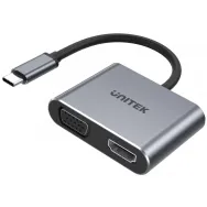 Adapter Unitek USB-C / HDMI VGA USB-A i PD 100W D1049A, Kolor srebrny, Aluminium | Sklep ITnes.pl, IT for BUSINESS
