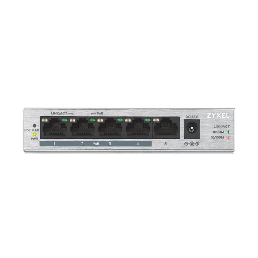 Switch niezarządzalny Zyxel GS1005HP-EU0101F, 5x 10|100|1000Mbps, 4 porty POE, budżet mocy 60W | Sklep ITnes.pl, IT for BUSINESS