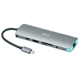 Stacja dokująca i-tec Metal Nano USB-C + Power Delivery 100W C31NANODOCKLANPD - Kolor srebrny, Niebieska - zdjęcie 2