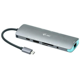 Stacja dokująca i-tec Metal Nano USB-C + Power Delivery 100W C31NANODOCKLANPD - Kolor srebrny, Niebieska