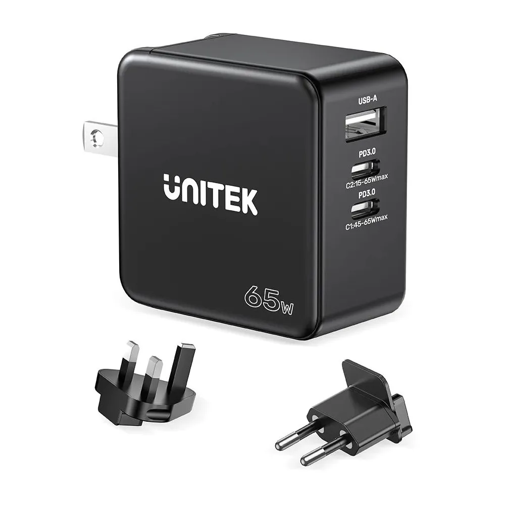 Ładowarka sieciowa Unitek P1117B 65W - 3 porty, Czarna
