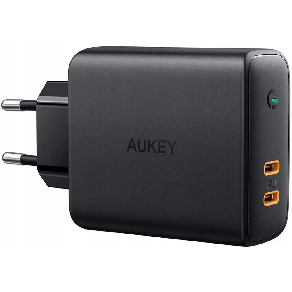 Ładowarka sieciowa AUKEY PA-D5 63W - 2x USB-C, Power Delivery 3.0 6A 63W - Czarna