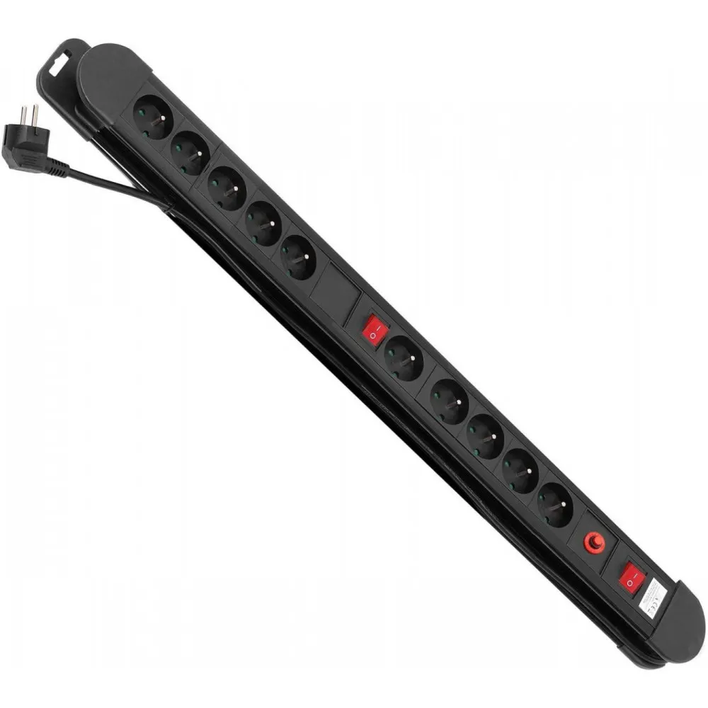 Listwa zasilająca Maclean Energy 10-outlet with switch 3680W MCE10 - 10 gniazd, 1,5 m, Czarna | Sklep ITnes.pl - IT for BUSINESS