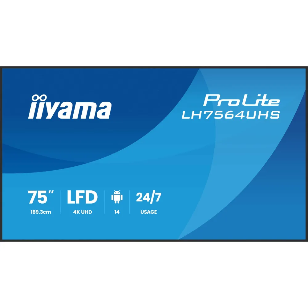 Monitor iiyama ProLite LH7564UHS-B1AG, 74,6", 3840x2160 (4K), VA, 6,5 ms, USB-C, Czarny | Sklep ITnes.pl, IT for BUSINESS
