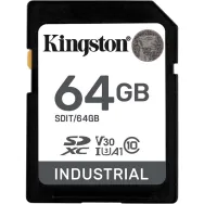 Karta pamięci Kingston SD 64GB Industrial SDIT/64GB - 100|80MB|s, Class 10, UHS-I, U3, V30, A1, Czarna
