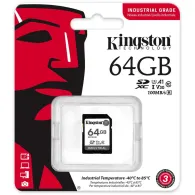 Karta pamięci Kingston SD 64GB Industrial SDIT/64GB - 100|80MB|s, Class 10, UHS-I, U3, V30, A1, Czarna