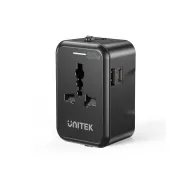 Ładowarka sieciowa Unitek 20W Universal Travel Adapter P1120ABK01 - JP/US, AU, EU, UK, Czarna