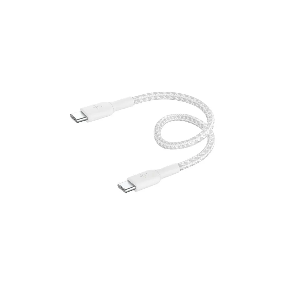 Kabel Belkin Braided USB-C do USB-C CAB004BT0MWH, 15 cm, USB 2.0, 60W, Biały, Przewód w oplocie | Sklep ITnes.pl, IT for BUSINES