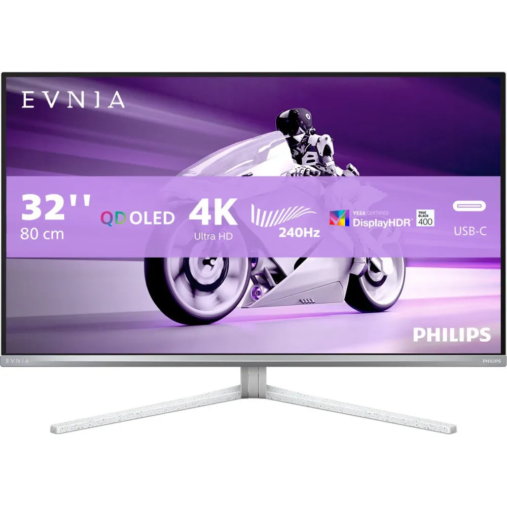 Monitor Philips Evnia 32M2N8900/00, 31,5", 3840x2160 (4K), 240Hz, QD OLED, HDR, 0,03 ms, USB-C, Biały | Sklep ITnes.pl, IT for B