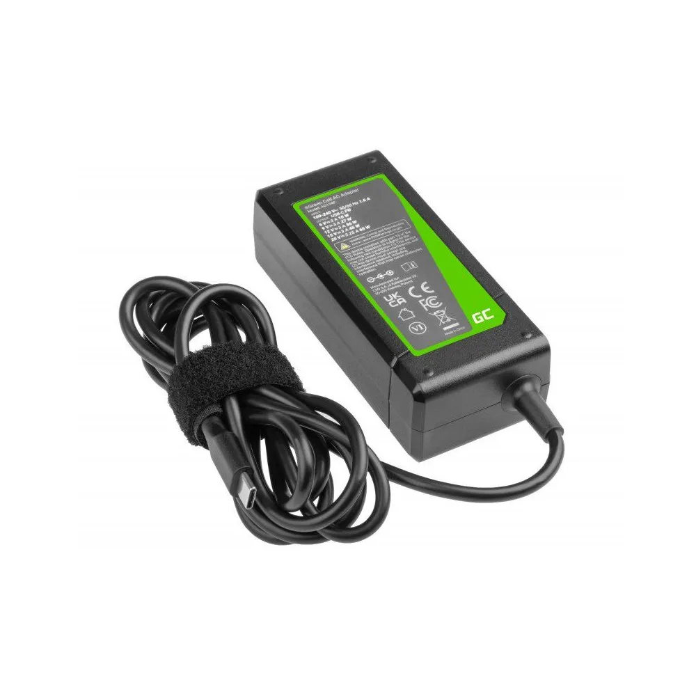 Zasilacz sieciowy Green Cell USB-C 65W AD134P - 5V-9V-12V-15V|3A, 20V|3.25A Power Delivery