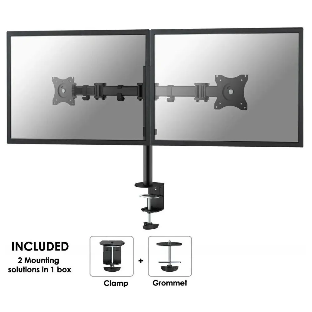 Neomounts Select Full Motion Dual Desk Mount for two 10-27" Monitor Screens, Height Adjustable, Black - NM-D135DBLACK | Sklep IT
