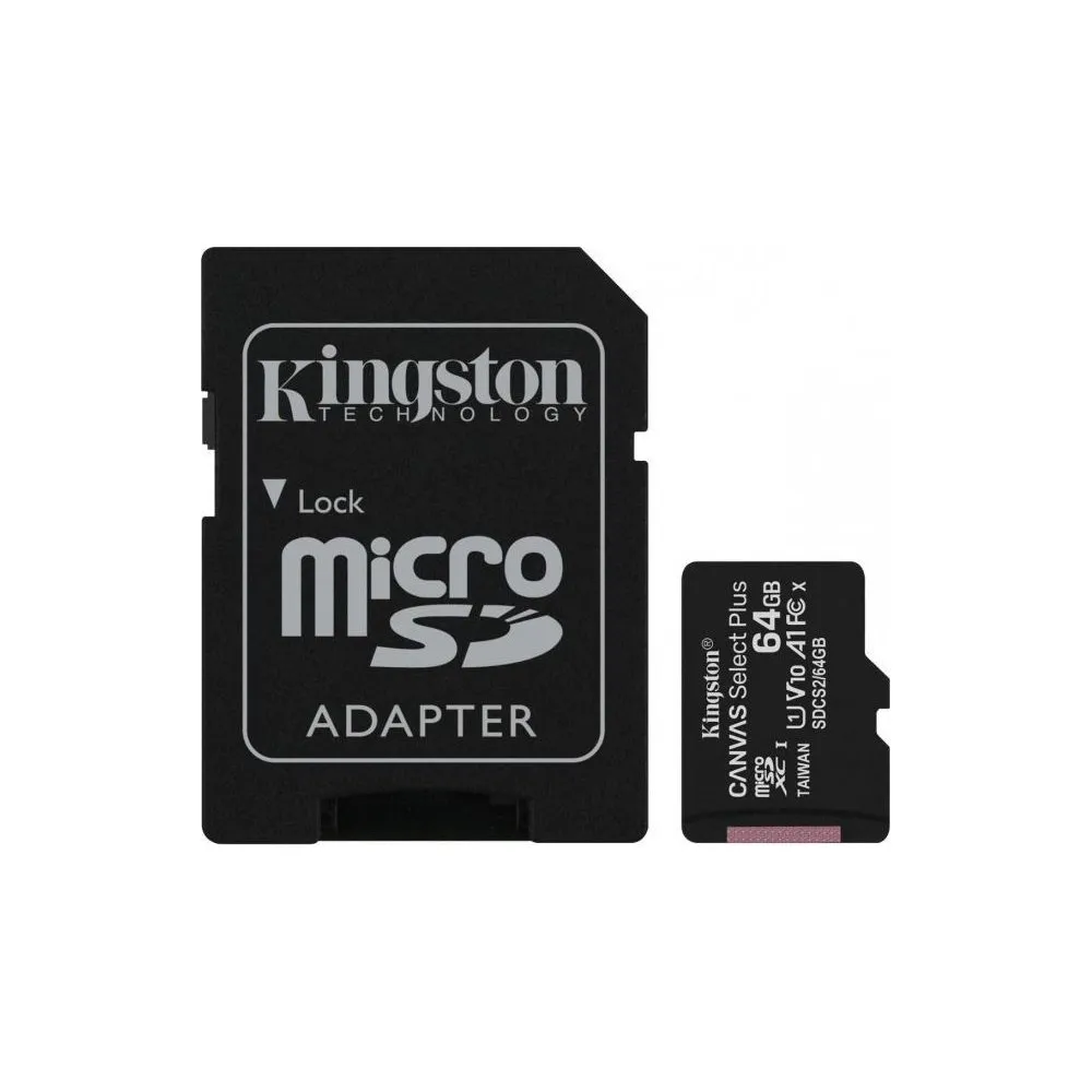 Karta pamięci Kingston microSD 64GB Canvas Select Plus 100MB/s + SD Adapter SDCS2/64GB - Czarna | Sklep ITnes.pl - IT for BUSINE