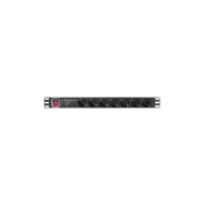 Listwa zasilająca Rack PDU Lanberg PDU-PRO-07F-0200-BK - 1U, 7 gniazd "schuko" (DIN VDE 0620-1), przewód 2m