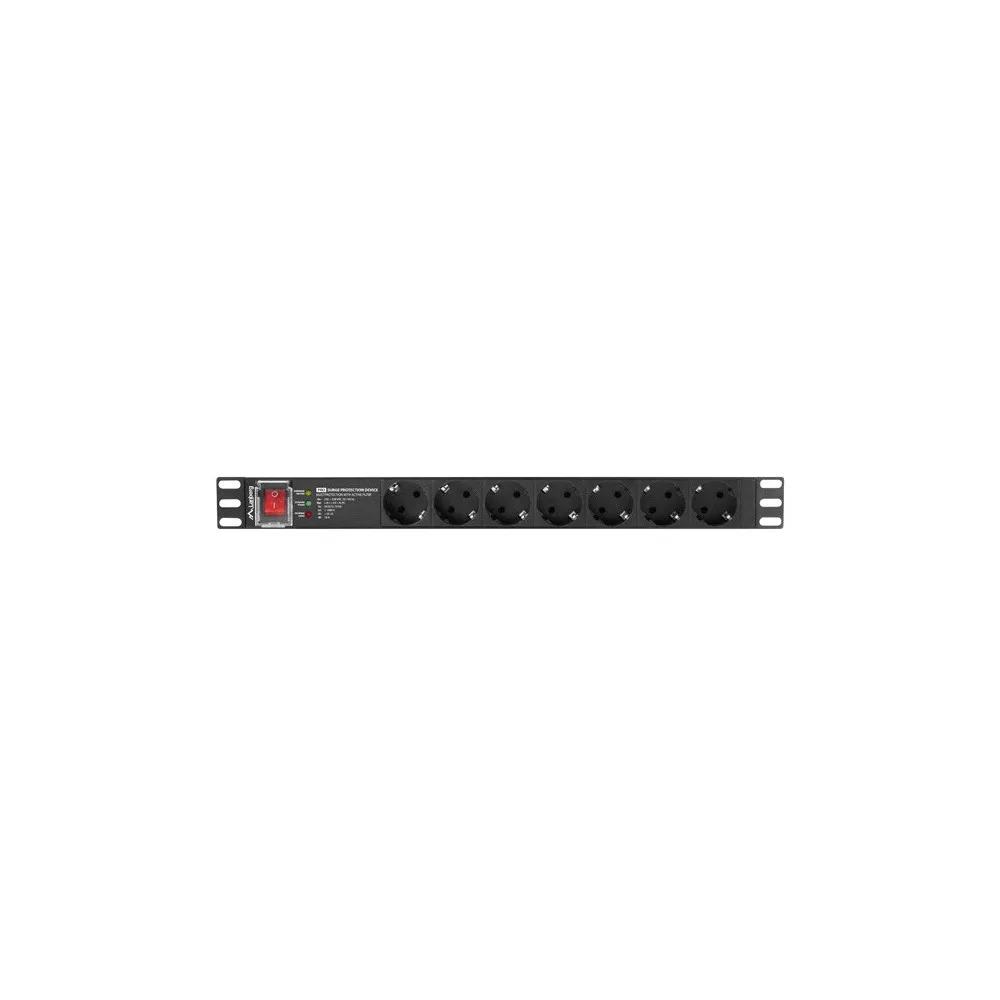 Listwa zasilająca Rack PDU Lanberg PDU-PRO-07F-0200-BK - 1U, 7 gniazd "schuko" (DIN VDE 0620-1), przewód 2m