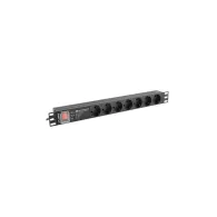 Listwa zasilająca Rack PDU Lanberg PDU-PRO-07F-0200-BK - 1U, 7 gniazd "schuko" (DIN VDE 0620-1), przewód 2m