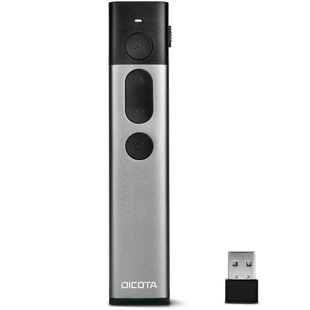 Prezenter bezprzewodowy laserowy Dicota D32075 - 2.4GHz USB dongle, Srebrny