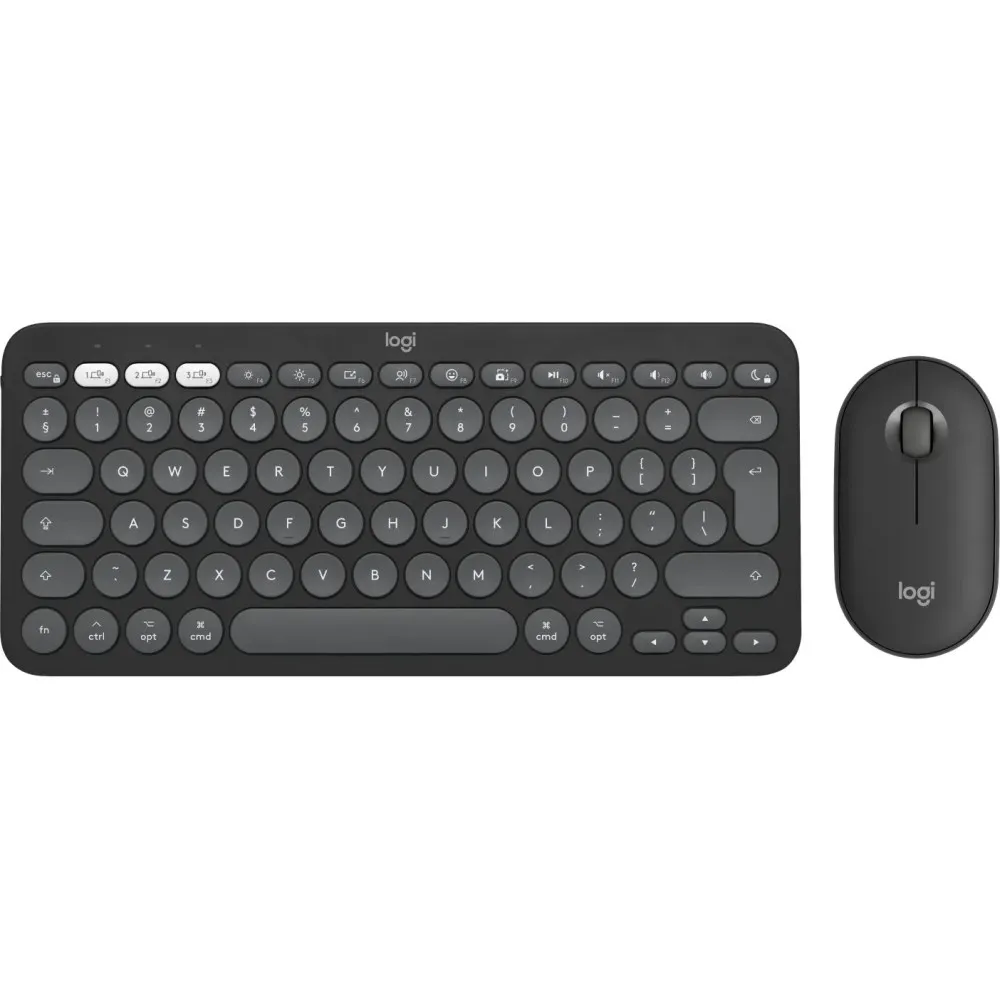Zestaw bezprzewodowy klawiatury i myszy Logitech Pebble 2 Combo dla Mac 920-012244 - Grafitowy