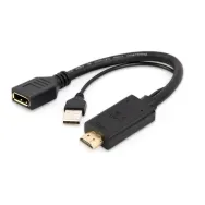 Aktywny adapter Gembird HDMI do DisplayPort A-HDMIM-DPF-01, 10 cm, 4K 30 Hz, zasilanie USB-A, Czarny | Sklep ITnes.pl, IT for BU