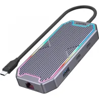 Stacja dokująca Unitek USB-C HDMI RJ45 3,5mm audio 100W 10Gbps D1029A, Kolor srebrny | Sklep ITnes.pl, IT for BUSINESS