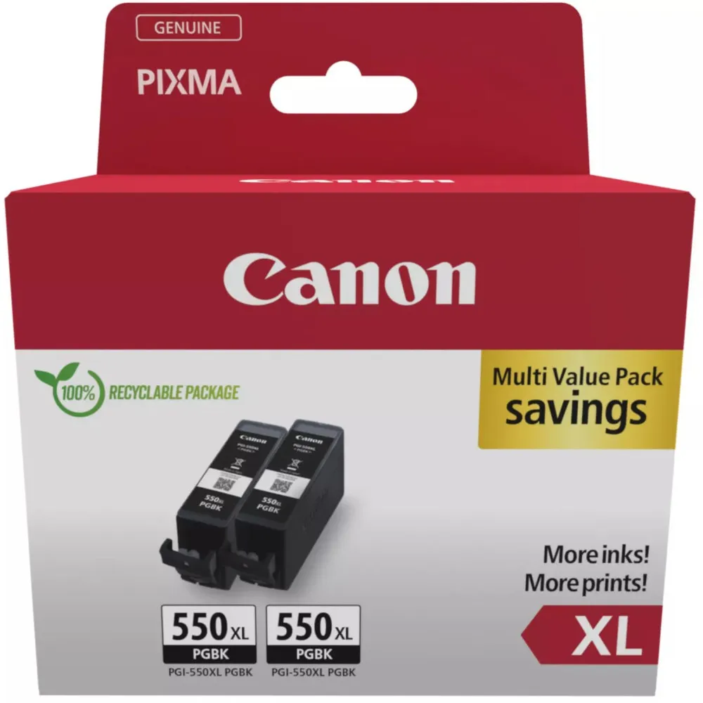 Dwupak tuszów Canon PGI-550XL Black 6431B010 - Oryginał, 1000 stron