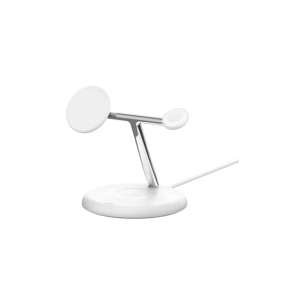 Ładowarka indukcyjna Belkin BoostCharge Pro Qi2 3-in-1 MagSafe Tilting Charging Stand 15W WIZ023VFWH - Biała