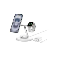 Ładowarka indukcyjna Belkin BoostCharge Pro Qi2 3-in-1 MagSafe Tilting Charging Stand 15W WIZ023VFWH - Biała
