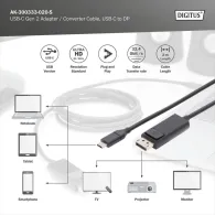 Kabel Digitus USB-C do DisplayPort AK-300333-020-S, USB-C 3.1 Gen 2, 2m, 4K 60Hz, Czarny | Sklep ITnes.pl, IT for BUSINESS