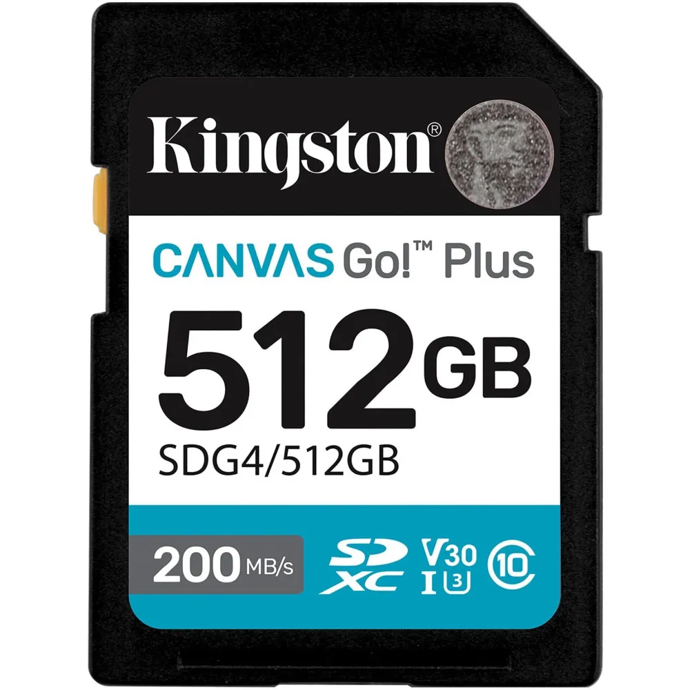 Karta pamięci Kingston SD 512GB Canvas Go Plus SDG4/512GB - 200|160MB|s, Class 10, UHS-I, U3, V30 Karta pamięci Kingston SD 512GB Canvas Go Plus SDG4/512GB - 200|160MB|s, Class 10, UHS-I, U3, V30