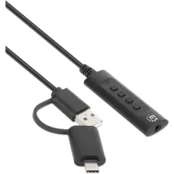 Karta dźwiękowa zewnętrzna Manhattan 153560 2-in-1 USB-C USB-A - USB 2.0 | Sklep ITnes.pl - IT for BUSINESS