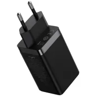 Ładowarka sieciowa Baseus GaN 5 Pro Fast Charger CCGP120201 65W - 1x USB-A, 2x USB-C, PD 3.0, QC 4.0, kabel USB-C, Czarna