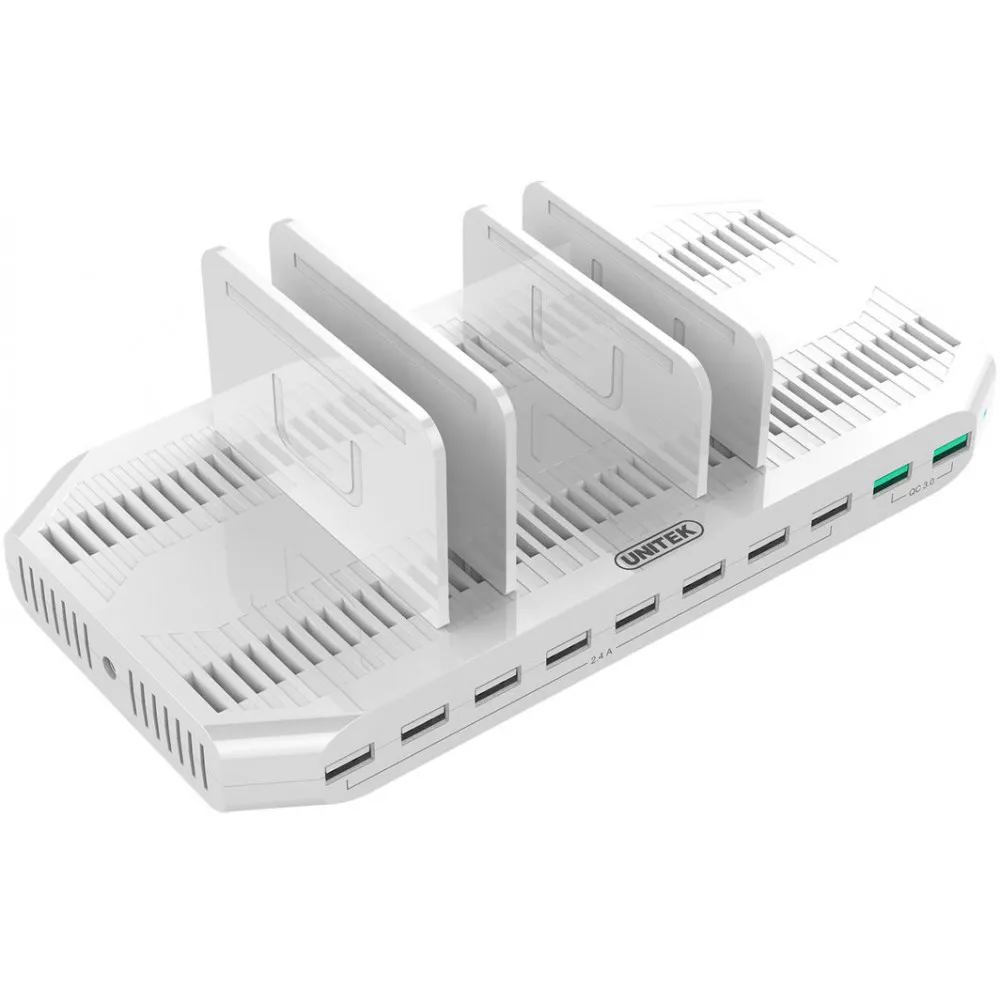 Ładowarka Unitek 10x USB-A 2.4 A QC3.0 96W Y-2190A - 10 portów, Biała | Sklep ITnes.pl - IT for BUSINESS