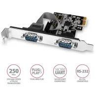 Karta rozszerzeń AXAGON PCEA-S2N 2 Ports PCIe Serial Card RS232 - DB9, PCIe