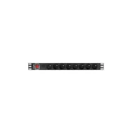 Listwa zasilająca Rack PDU Lanberg PDU-08E-0200-BK - 1U, 8 gniazd "francuskich", przewód 2m
