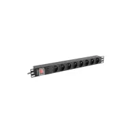 Listwa zasilająca Rack PDU Lanberg PDU-08E-0200-BK - 1U, 8 gniazd "francuskich", przewód 2m