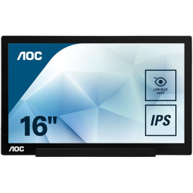 Monitor AOC I1601FWUX - 15,6", 1920x1080 (Full HD), 60Hz, IPS, 5 ms, USB-C, Czarny