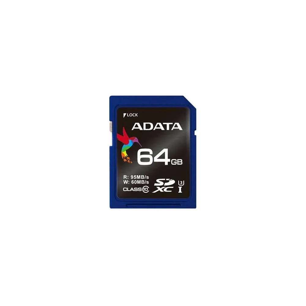 Karta pamięci ADATA SDXC PremierPro 64GB UHS-I U3 V30 100/80 MB/s ASDX64GUI3V30S-R - Niebieska, Czarna | Sklep ITnes.pl - IT for